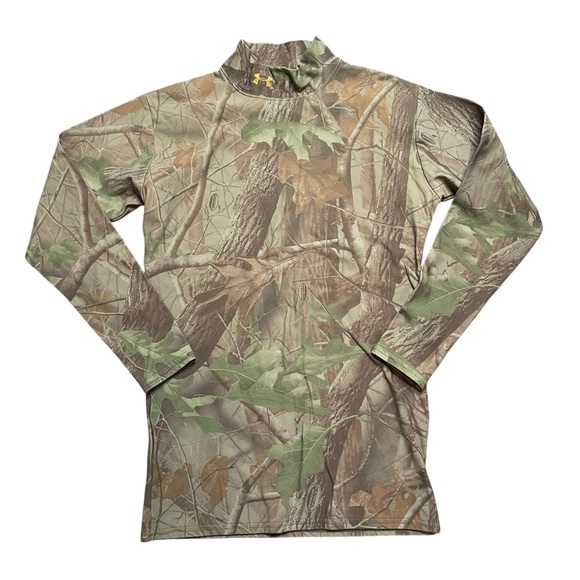 UNDER ARMOUR Realtree Camouflage Long Sleeve Mock Neck Shirt Size Large - Picture 1 of 6